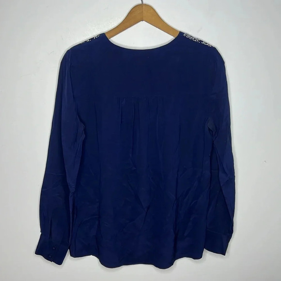 Diane Von Furstenberg Louisa 100% Silk Patterned Color block Popover Blouse - Picture 7 of 13